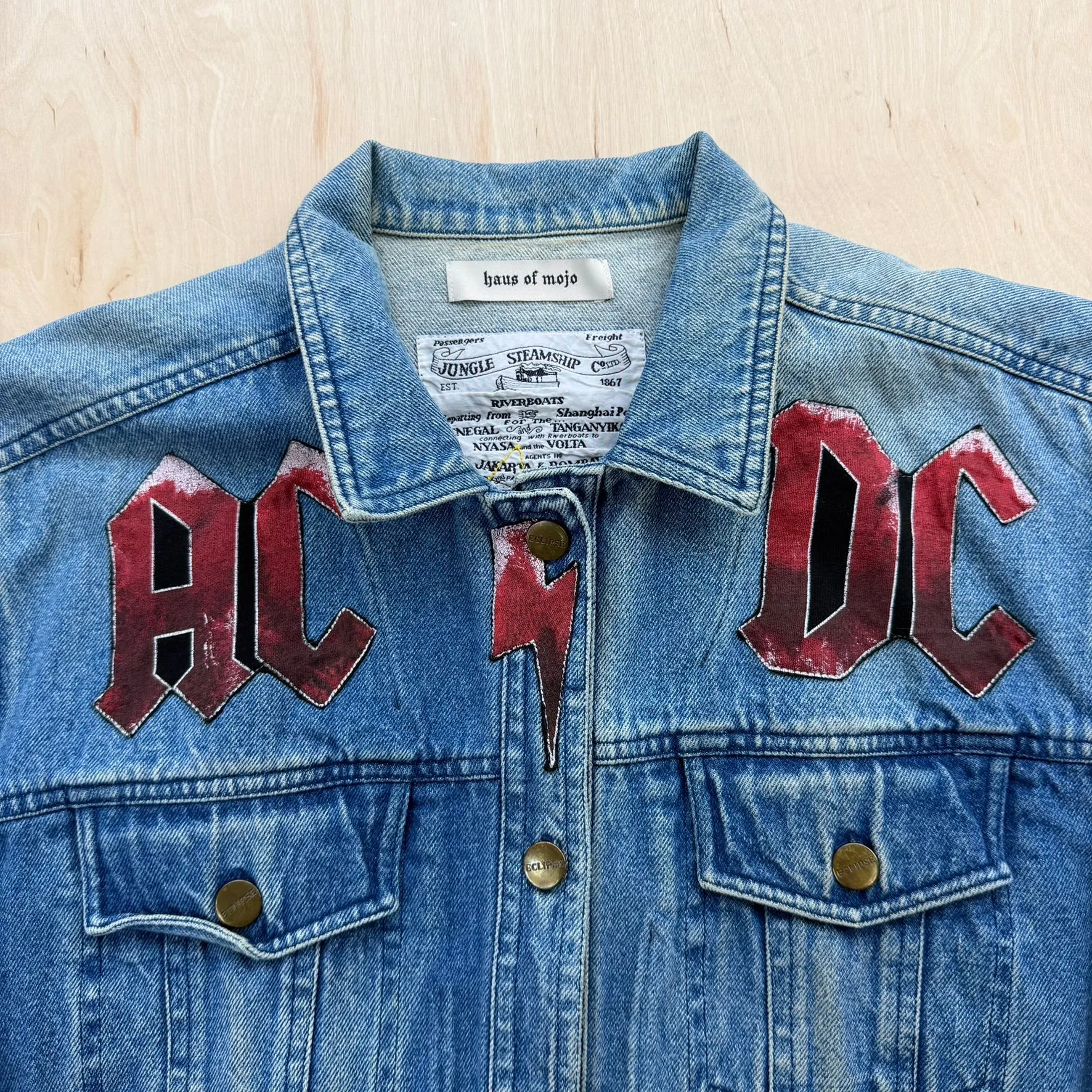 J- HOM AC/DC Hells Bell Reworked Denim Jacket - M sold by HG Vintage product image thumbnail 2