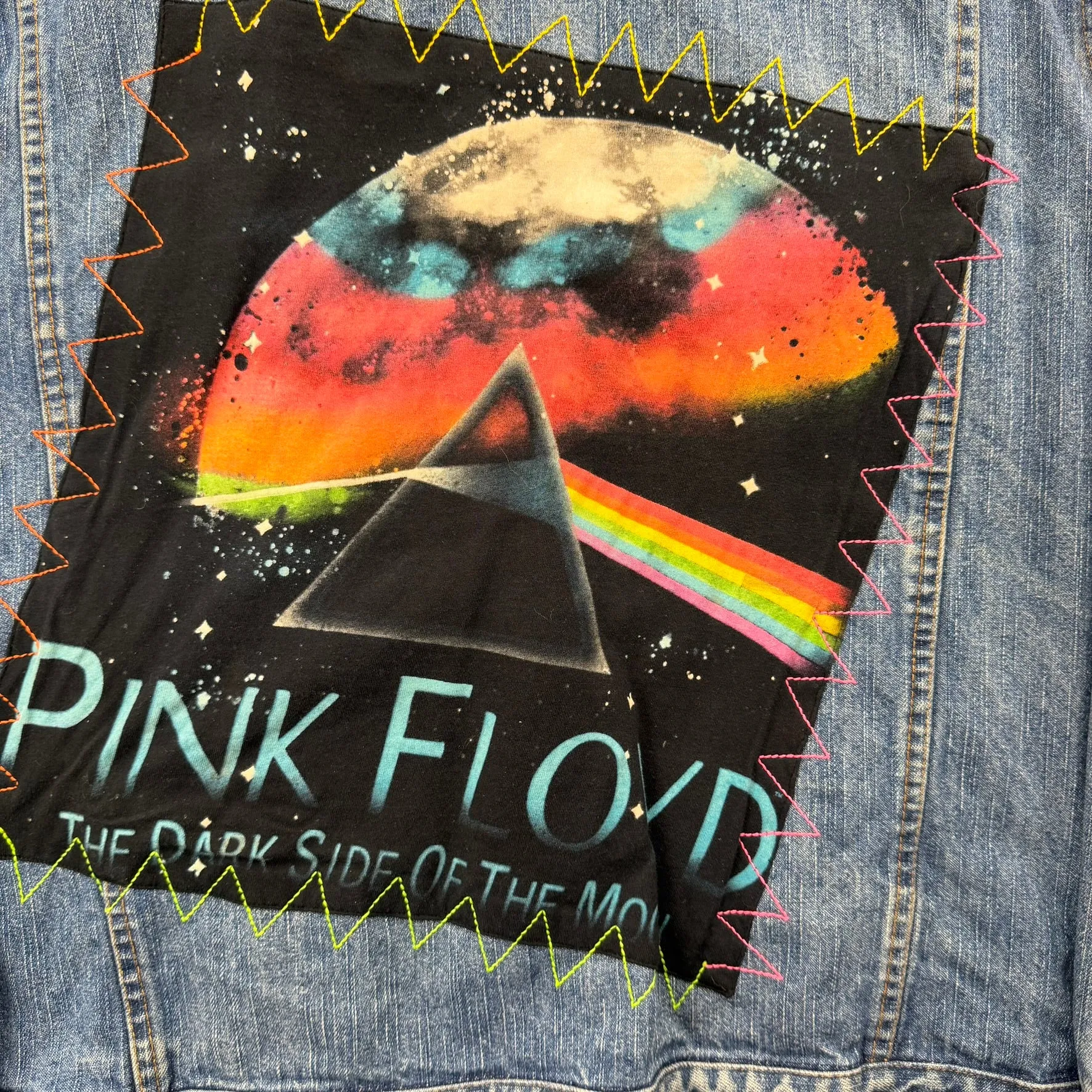 J- HOM Pink Floyd Dark Side Of The Moon Reworked Denim Jacket - L sold by HG Vintage product image thumbnail 5