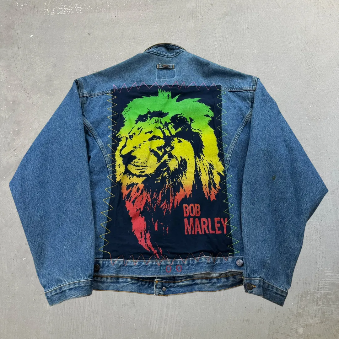 J- HOM Bob Marley Lion Graphic Reworked Denim Jacket - 2XL sold by HG Vintage product image thumbnail 4