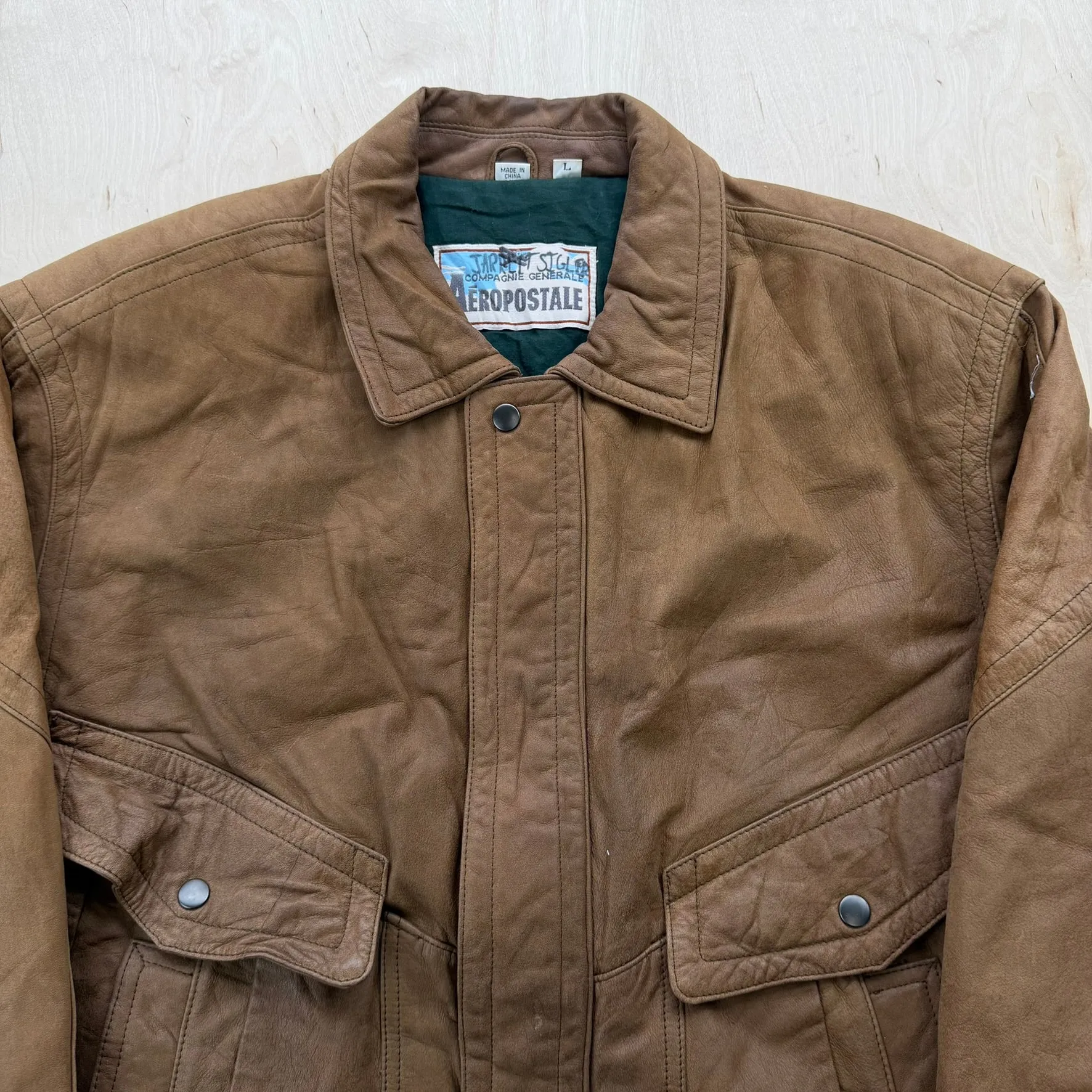 J- Vintage Aeropostale Suede Bomber Jacket - L sold by HG Vintage