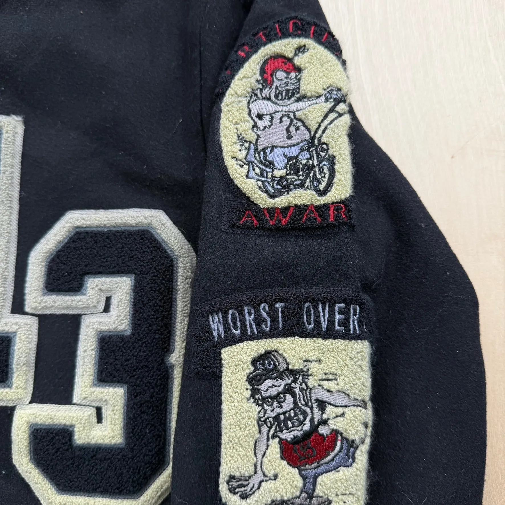 J- Vintage Lucky 13 Embroidered Text & Patches Varsity Jacket - L sold by HG Vintage product image thumbnail 3