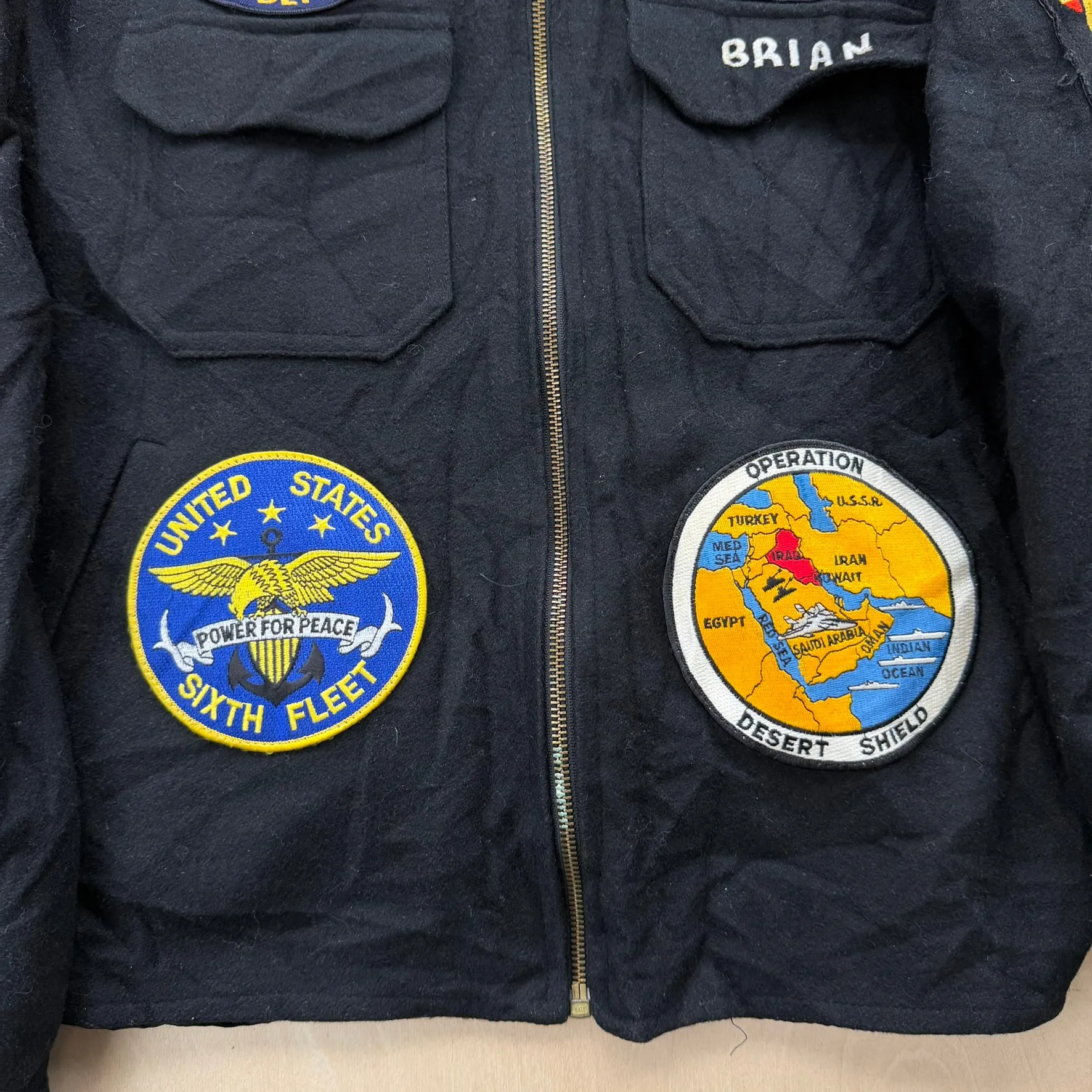 J- Vintage '90-91 US Navy USS Inchon Patches Zip Up Jacket - L sold by HG Vintage product image thumbnail 4