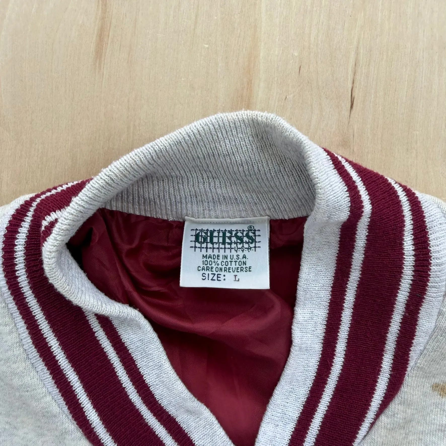 J- Vintage Guess Embroidered Text Made In USA Varsity Jacket - L sold by HG Vintage product image thumbnail 3