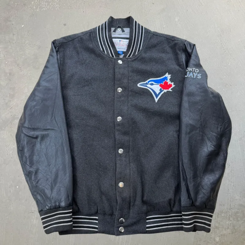 J- Vintage Toronto Blue Jays MLB Embroidered Logo & Text Varsity Jacket - L made by HG Vintage