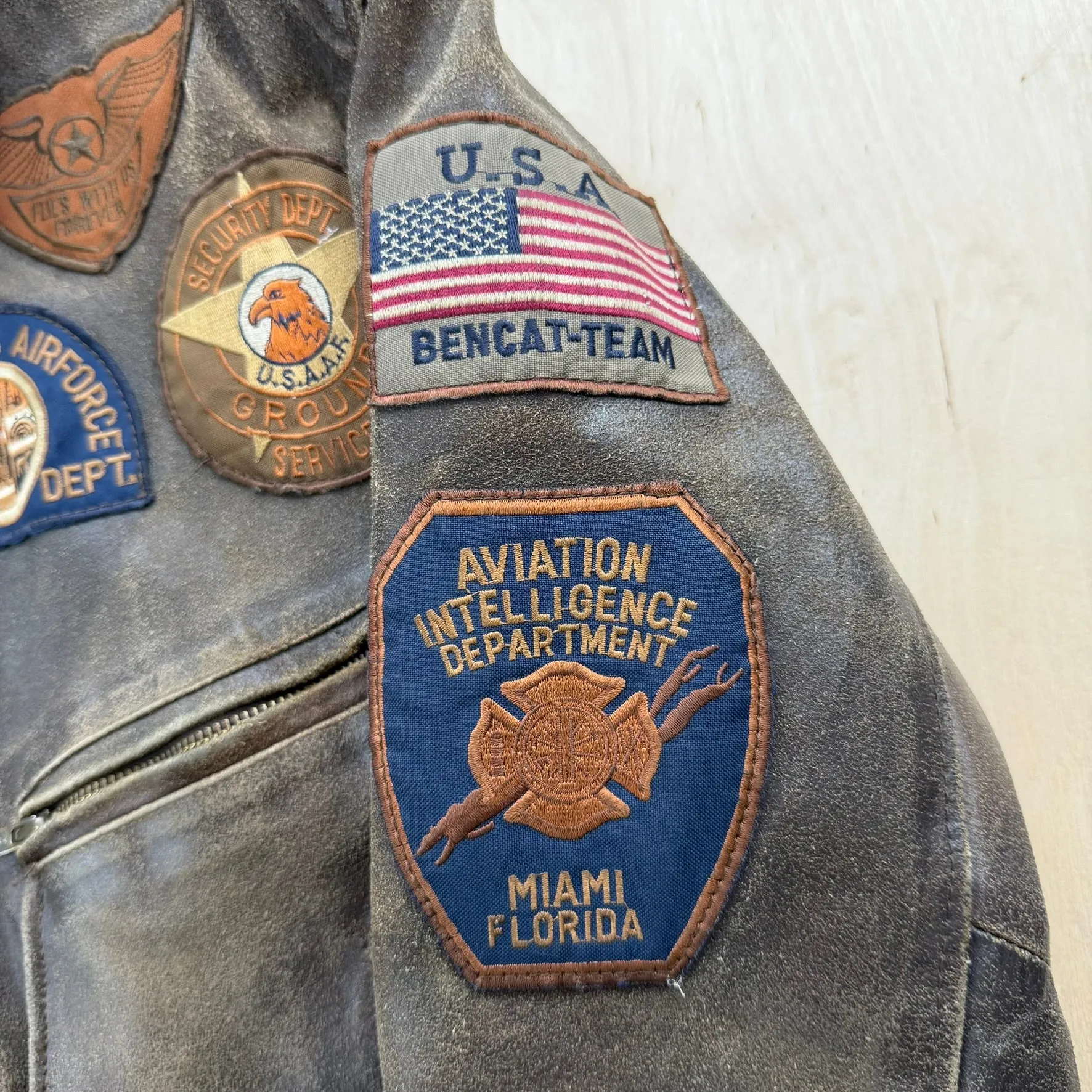 J- Vintage Bencat Aviation Services Aviator Leather Bomber Jacket - S sold by HG Vintage product image thumbnail 4
