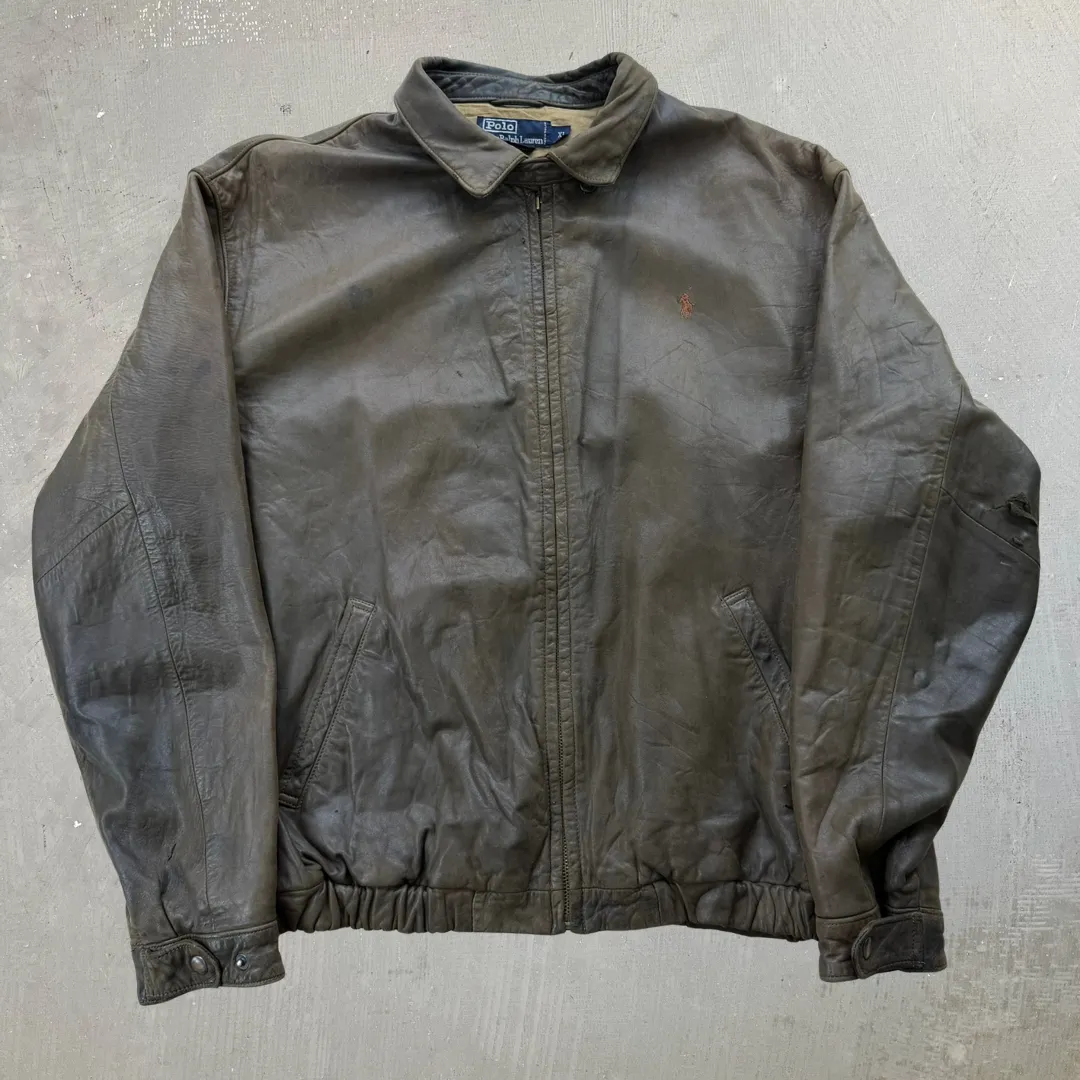 J- Vintage Polo Ralph Lauren Zip Up Leather Jacket - XL sold by HG Vintage