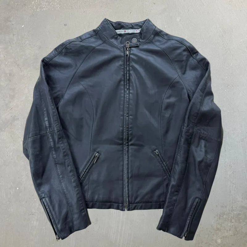 J- Vintage Tommy Hilfiger Women's Leather Jacket - S made by HG Vintage