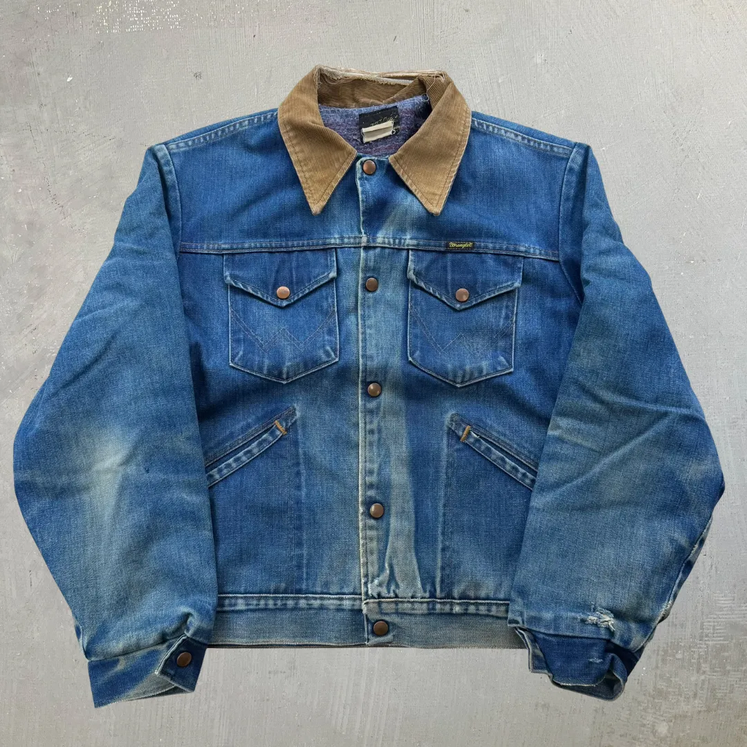 J- Vintage Wrangler 70s/80s Blanket Lined Corduroy Collar Denim Jacket - XL sold by HG Vintage