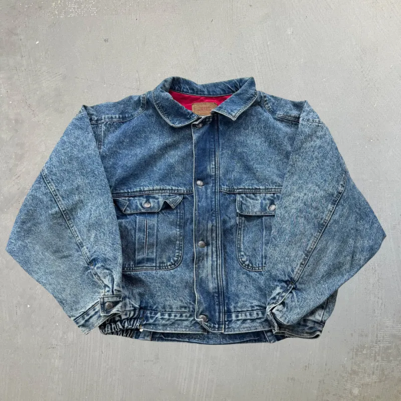 J- Vintage Levi's 90s Zip Up Denim Bomber Jacket - XL made by HG Vintage
