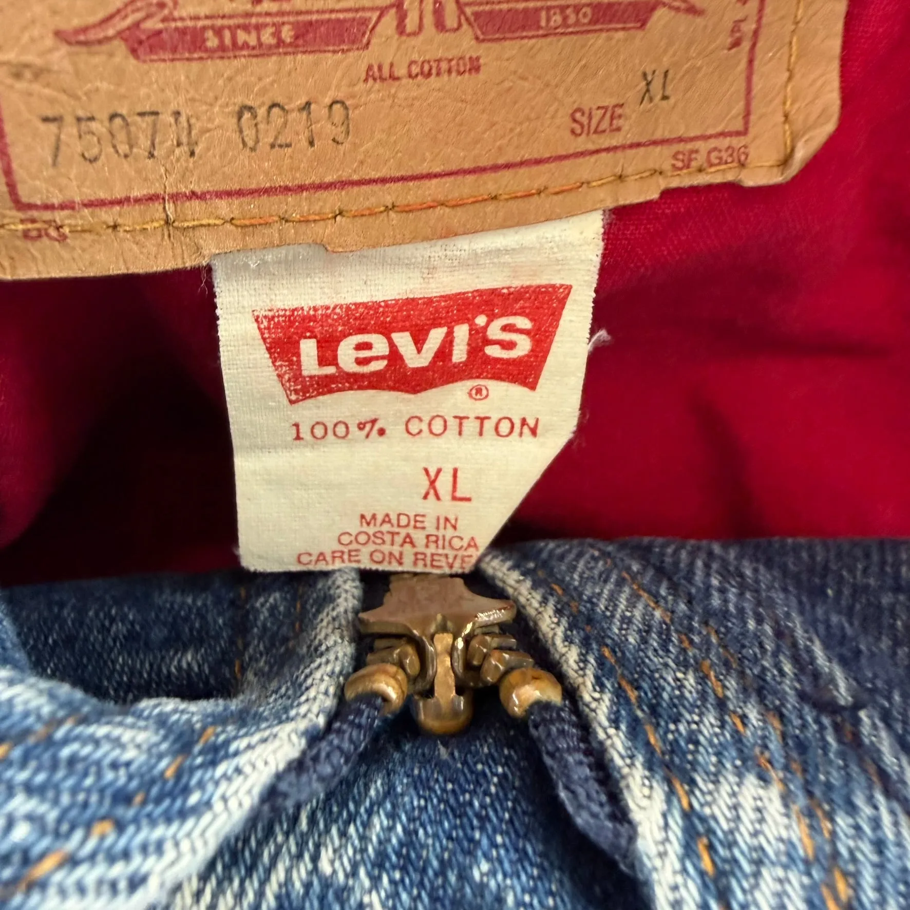 J- Vintage Levi's 90s Zip Up Denim Bomber Jacket - XL sold by HG Vintage product image thumbnail 5