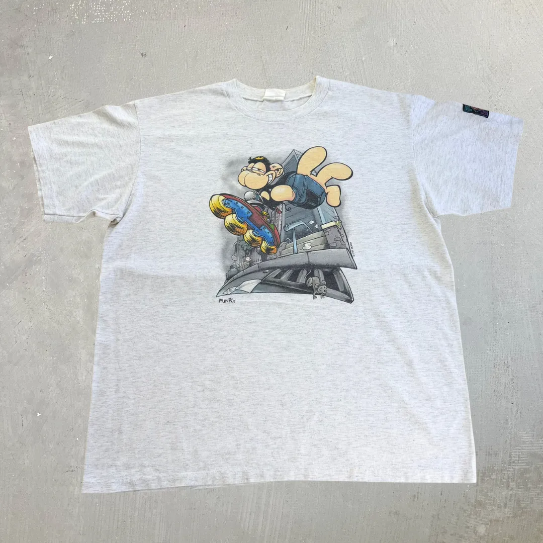 J- Vintage Humeur Design Rollerblading Monkey Single Stitch Tee - XL sold by HG Vintage