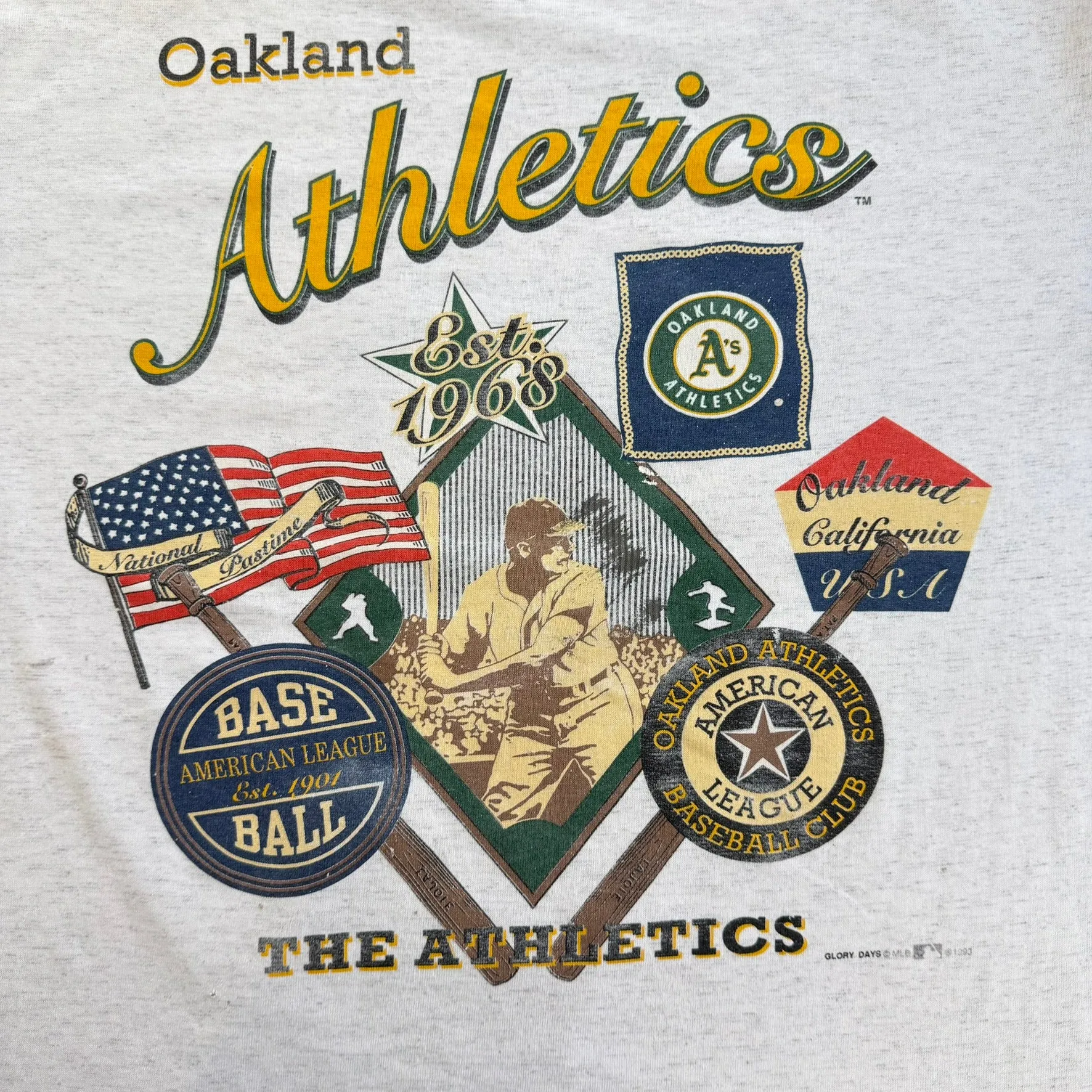 J- Vintage '93 Oakland Athletics MLB Text Made In USA Single Stitch Tee - XL sold by HG Vintage product image thumbnail 2