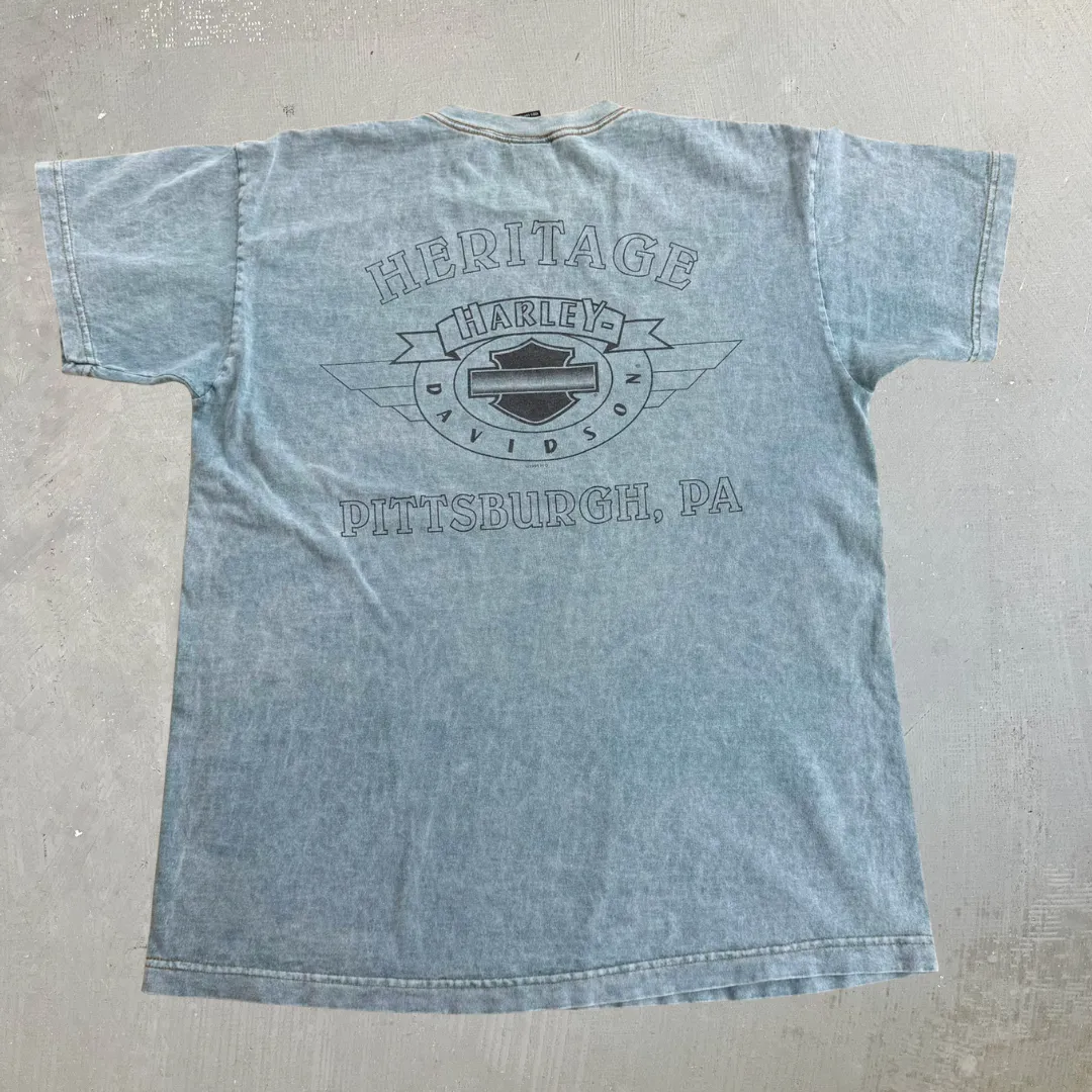 J- Vintage '98 Harley Davidson Pittsburgh Text Made In USA Tee - L sold by HG Vintage product image thumbnail 4