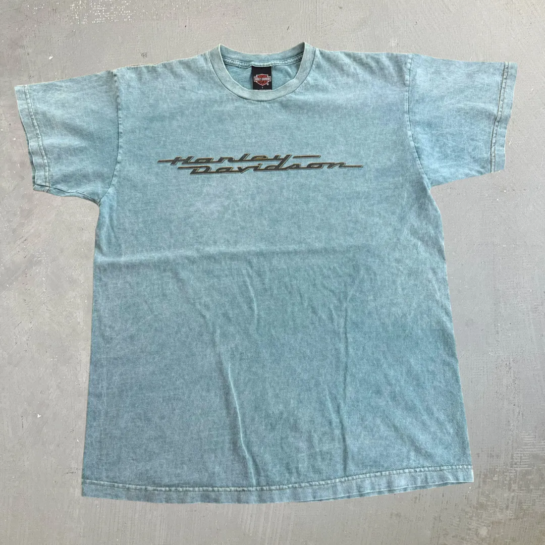 J- Vintage '98 Harley Davidson Pittsburgh Text Made In USA Tee - L sold by HG Vintage