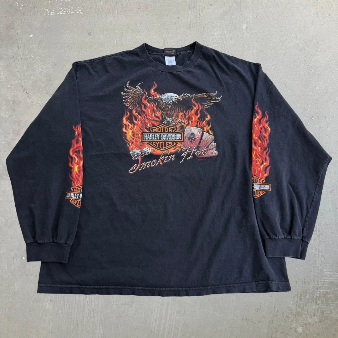 J- Vintage '08 Harley Davidson Calgary Alberta Smoking Hot Long Sleeve Tee - 2XL sold by HG Vintage