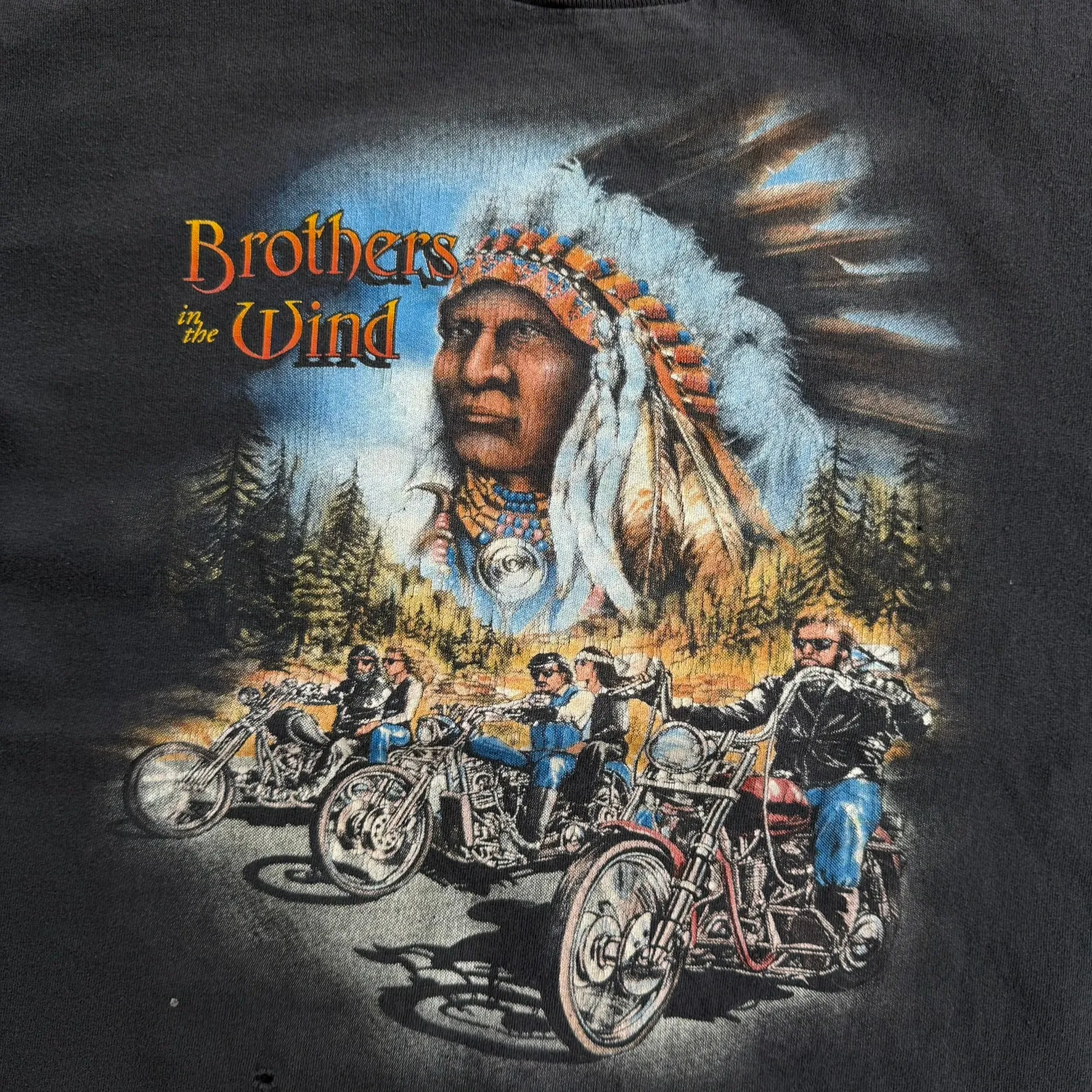 J- Vintage '95 Harley Davidson 3D Emblem Laconia Brothers In The Wind Made In USA Single Stitch Tee - L sold by HG Vintage product image thumbnail 2