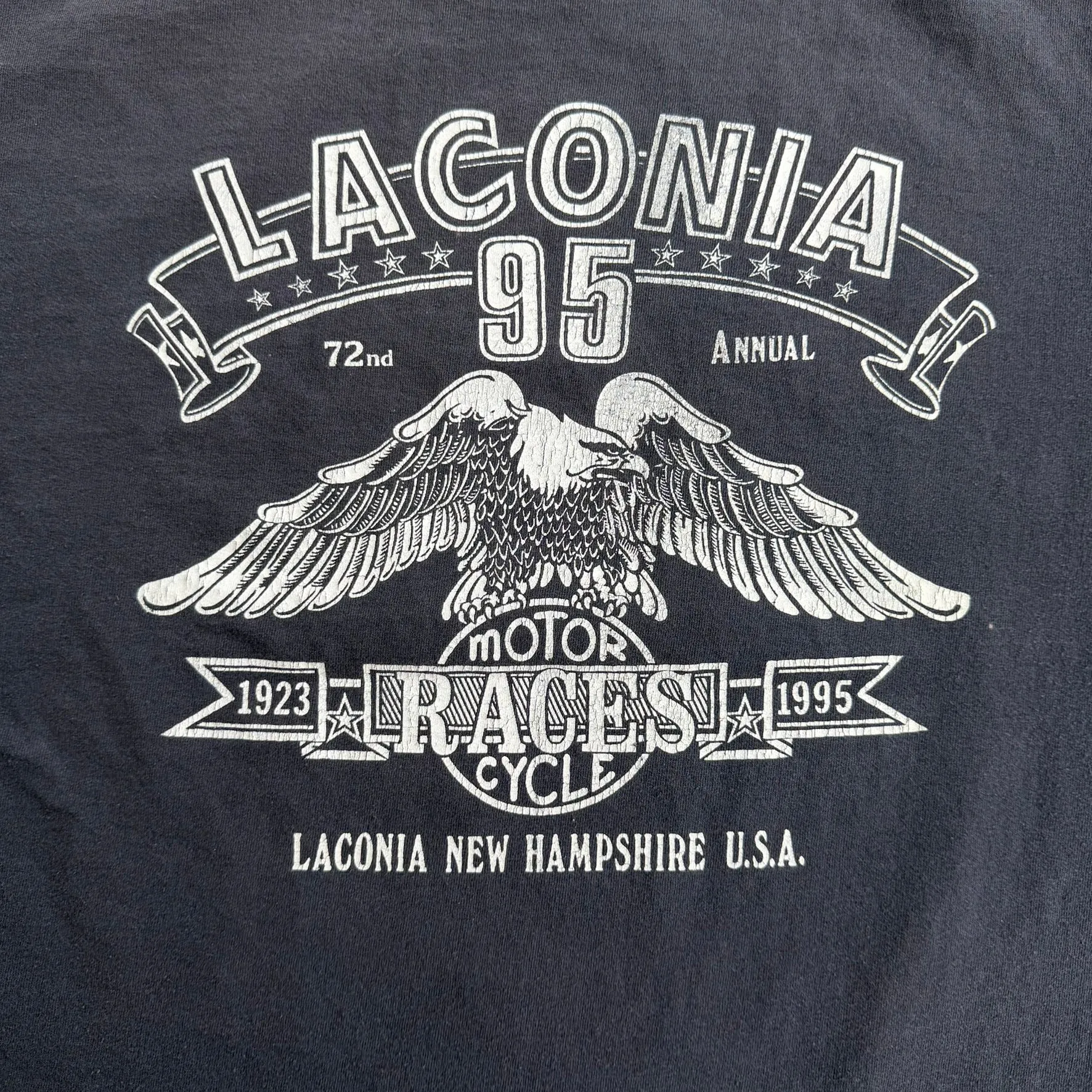 J- Vintage '95 Harley Davidson 3D Emblem Laconia Brothers In The Wind Made In USA Single Stitch Tee - L sold by HG Vintage product image thumbnail 4