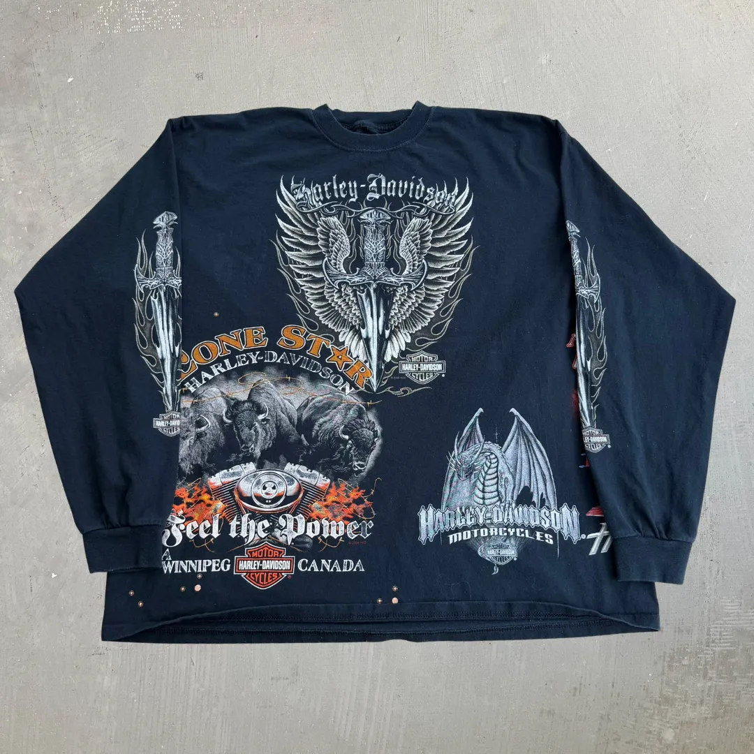 J- Vintage '05 Harley Davidson Canada All Over Print Long Sleeve Tee - XL sold by HG Vintage