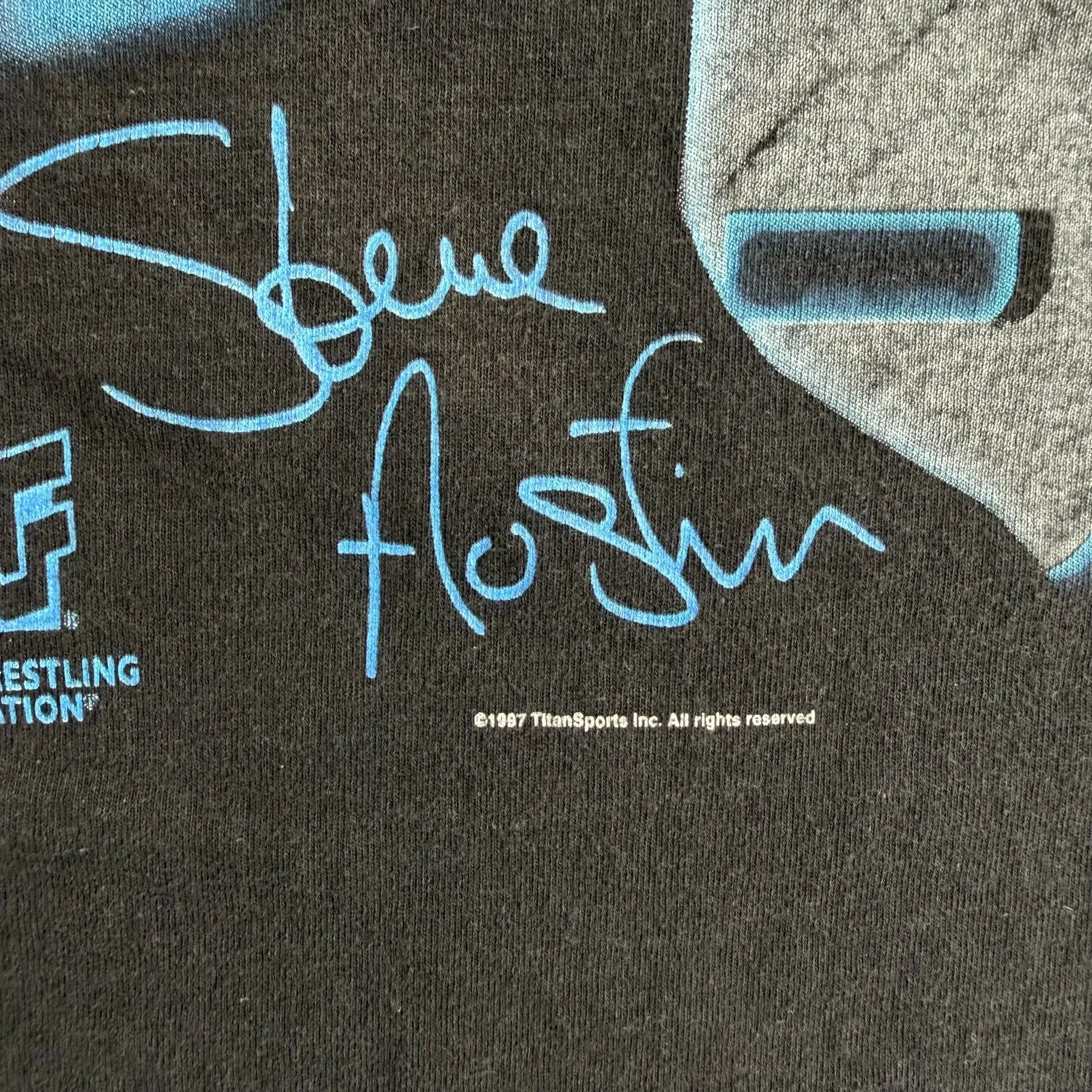 J- Vintage '97 WWE Stone Cold Split Skull Picture Graphic Single Stitch Tee - L sold by HG Vintage product image thumbnail 3