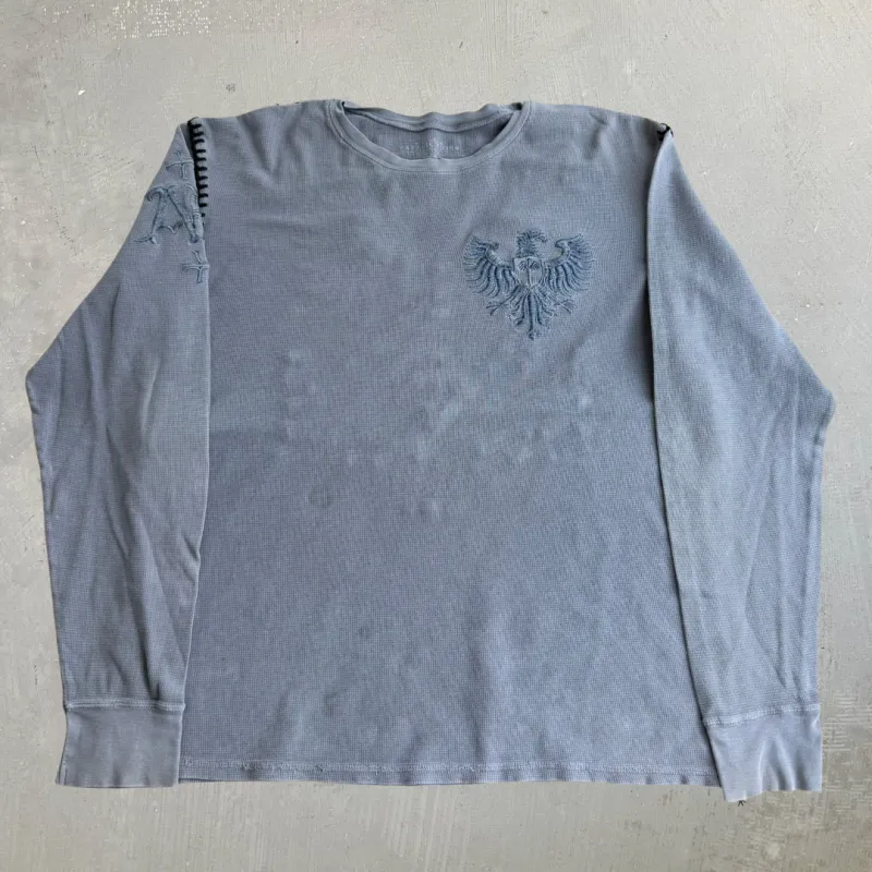 J- Vintage Affliction Embroidered Logo Thermal Long Sleeve Tee - 2XL made by HG Vintage