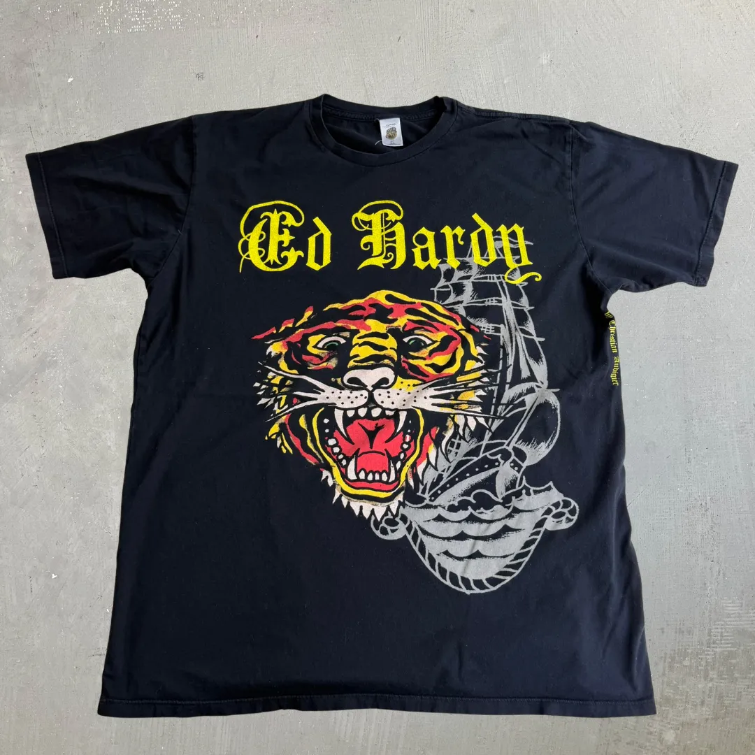 J- Vintage Ed Hardy Tiger & Text Graphic Tee - XL sold by HG Vintage