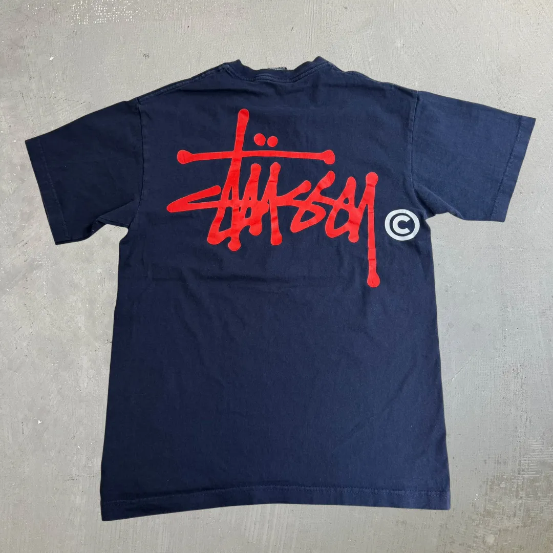 J- Vintage Stussy Logo Text Navy Tee - M sold by HG Vintage product image thumbnail 3