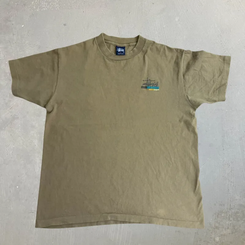 J- Vintage Stussy International Text Made In USA Single Stitch Tee - L made by HG Vintage