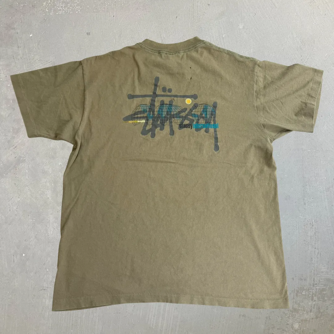 J- Vintage Stussy International Text Made In USA Single Stitch Tee - L sold by HG Vintage product image thumbnail 4