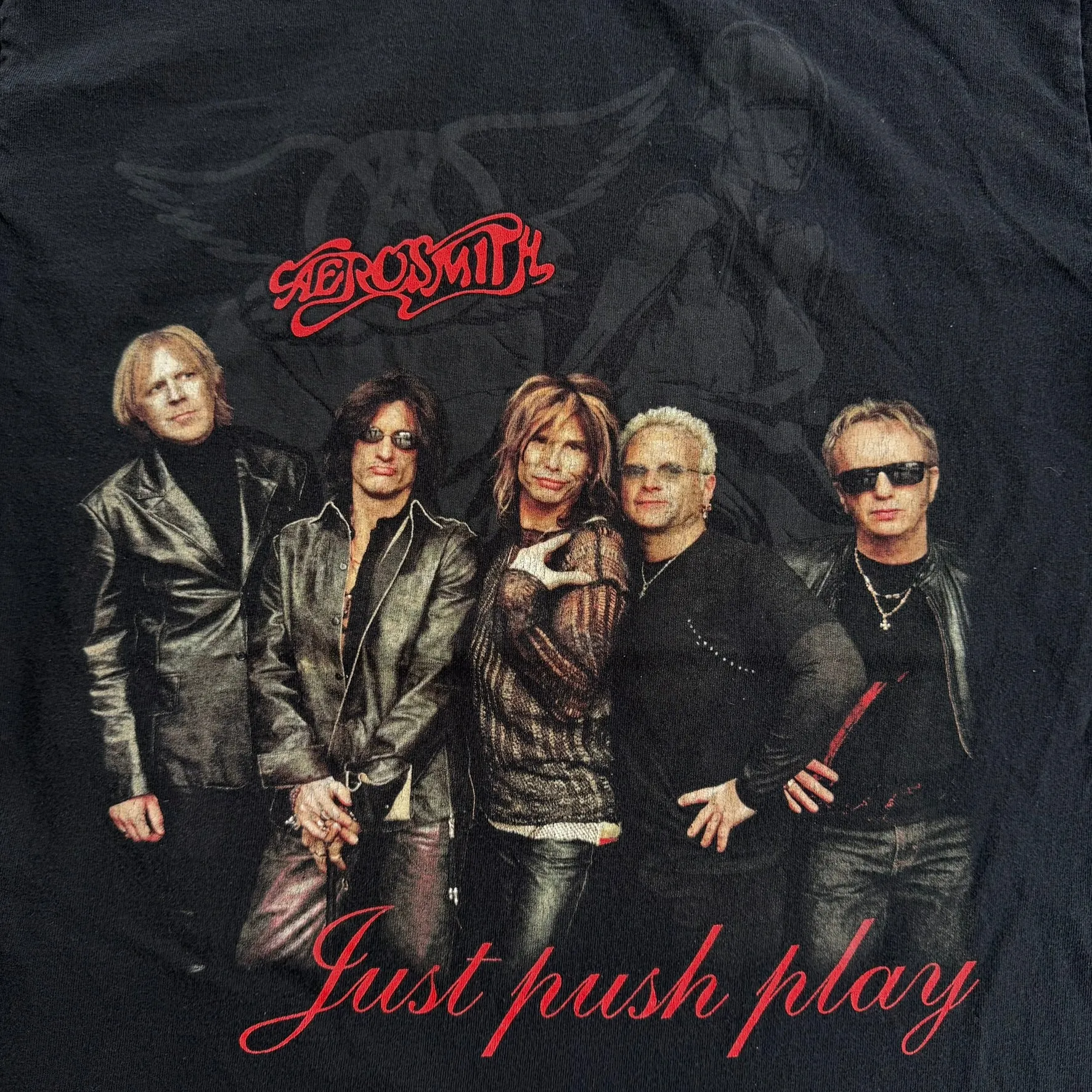 J- Vintage '01 Aerosmith Just Push Play Tour Picture Giant Tag Tee - L sold by HG Vintage product image thumbnail 2