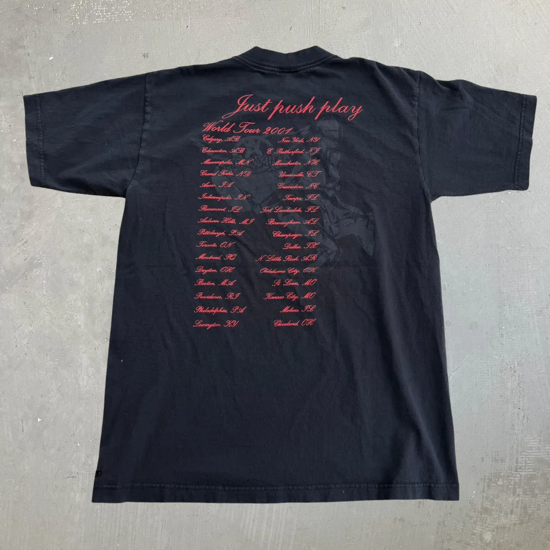 J- Vintage '01 Aerosmith Just Push Play Tour Picture Giant Tag Tee - L sold by HG Vintage product image thumbnail 3