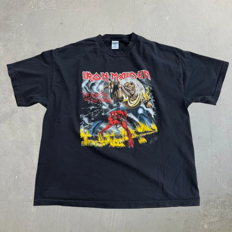 J- Vintage '08 Iron Maiden Somewhere Back In Time Tour Number Of The Beast Graphic Tee - 2XL made by HG Vintage