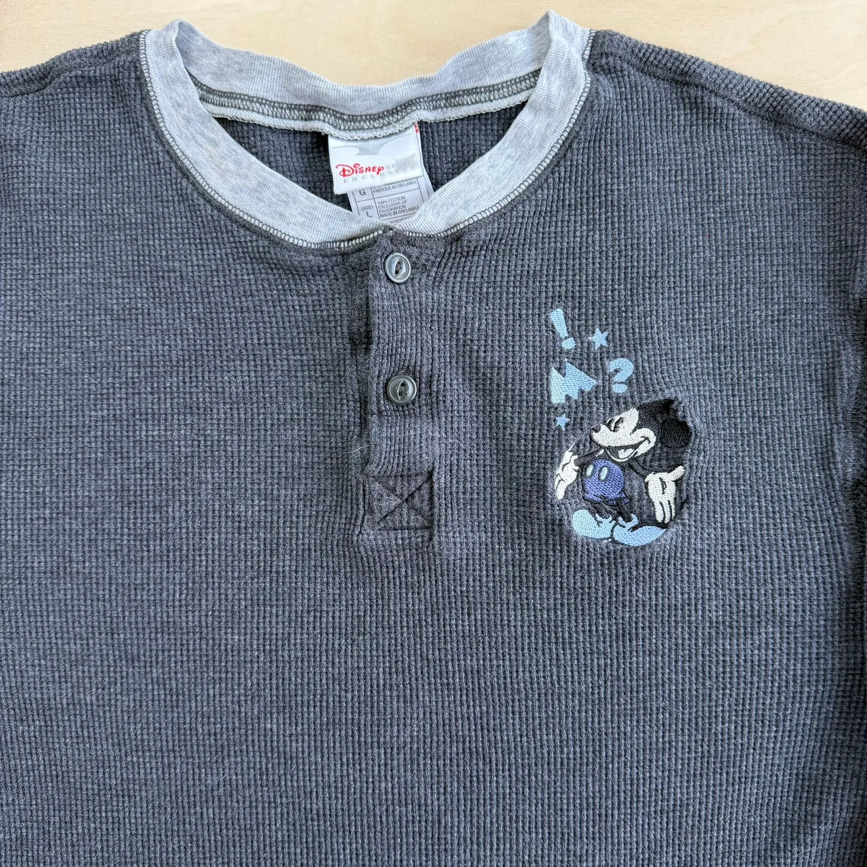 J- Vintage Disney Store Exclusive Embroidered Mickey Mouse Thermal Waffle Long Sleeve Tee - L sold by HG Vintage product image thumbnail 2