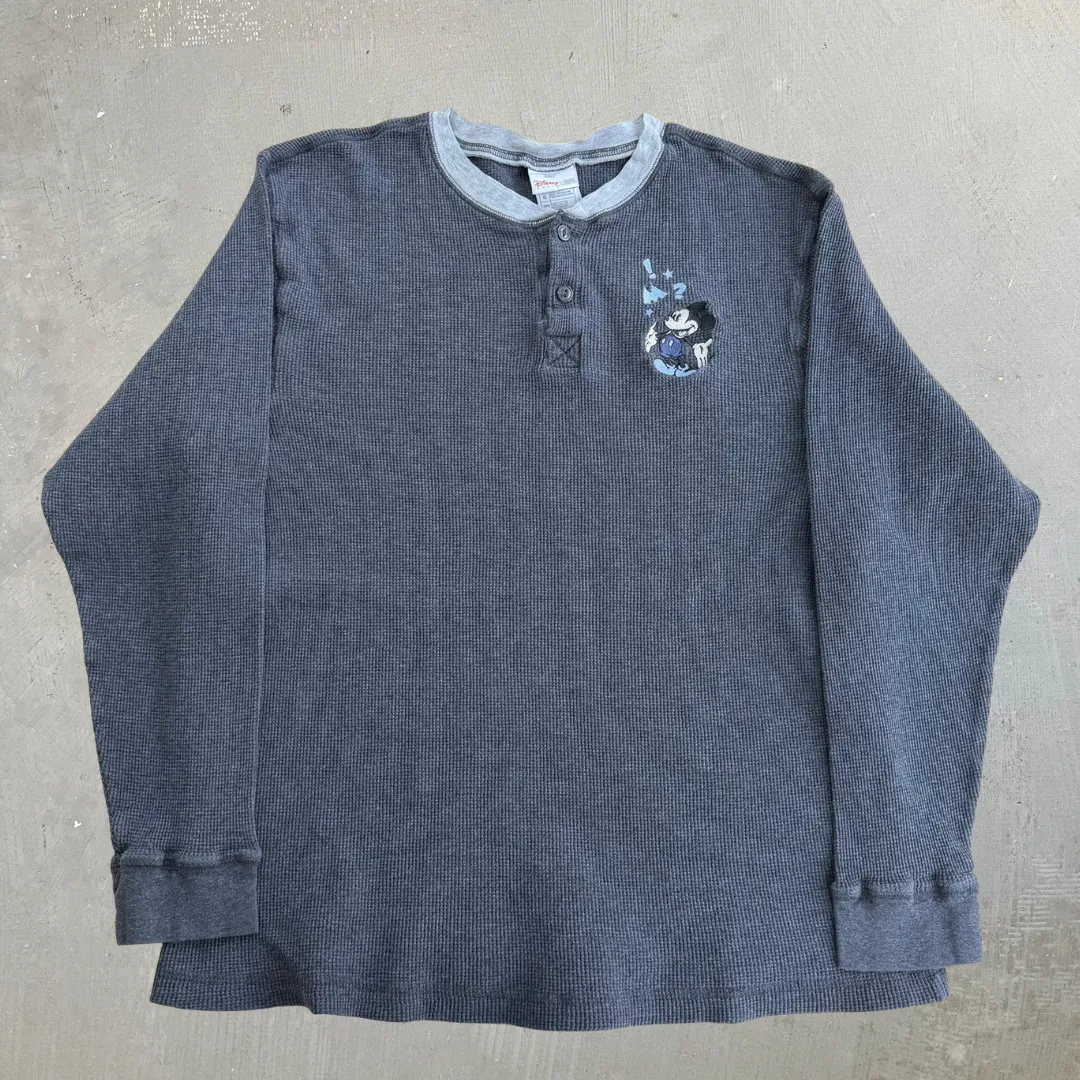 J- Vintage Disney Store Exclusive Embroidered Mickey Mouse Thermal Waffle Long Sleeve Tee - L sold by HG Vintage