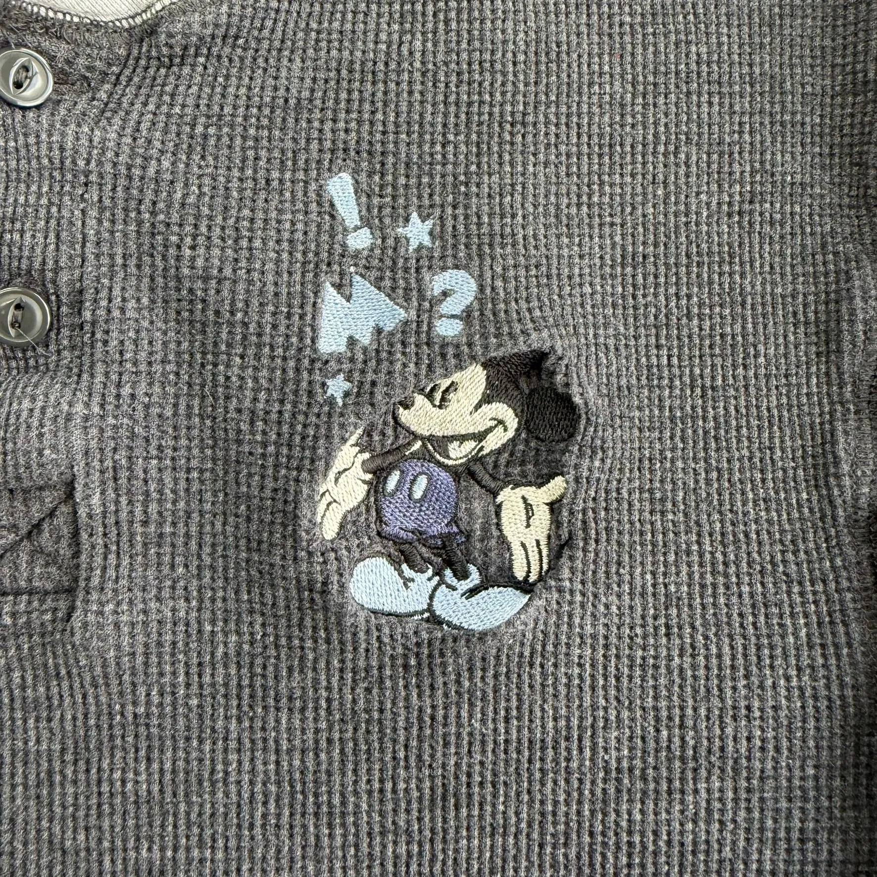 J- Vintage Disney Store Exclusive Embroidered Mickey Mouse Thermal Waffle Long Sleeve Tee - L sold by HG Vintage product image thumbnail 3