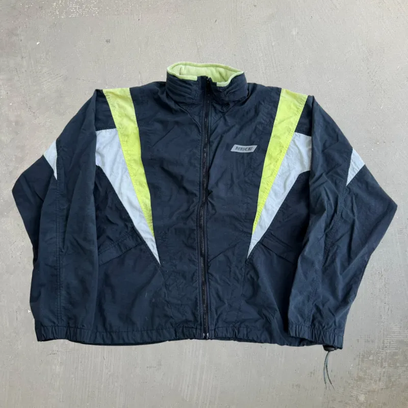 J- Vintage Nike Black/Neon Green Zip Up Lightweight Jacket - M made by HG Vintage