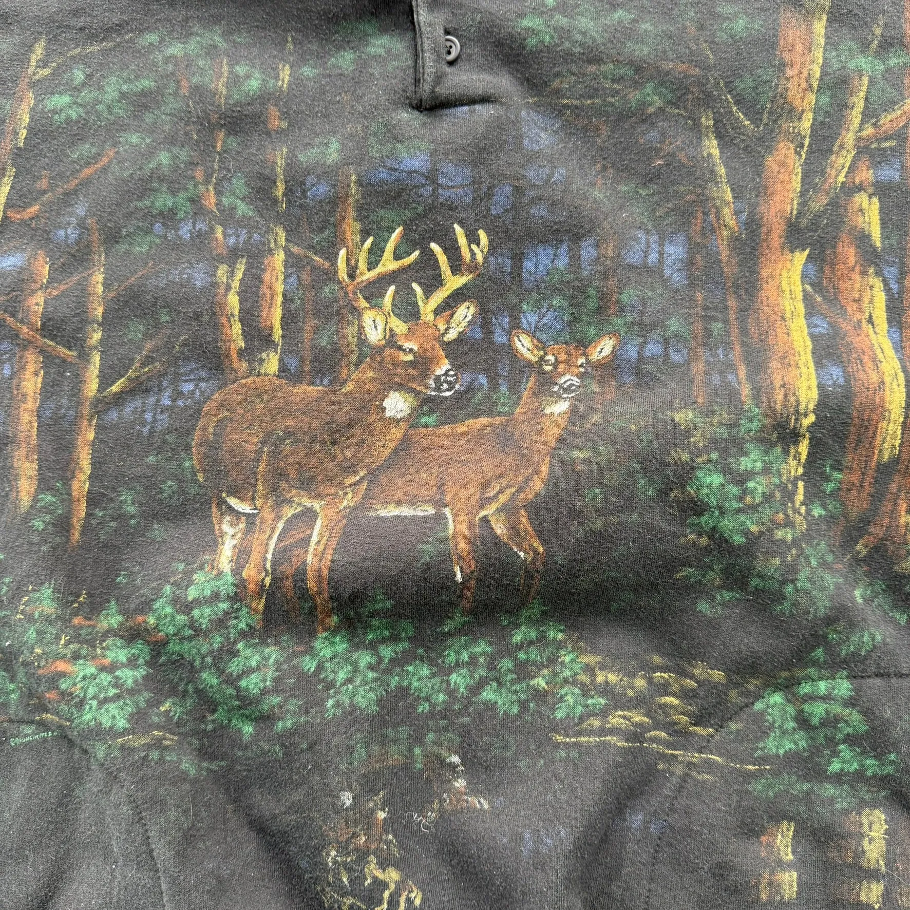 J- Vintage Art Unlimited Deer In Forest Made In USA Henley Crewneck - L sold by HG Vintage product image thumbnail 2