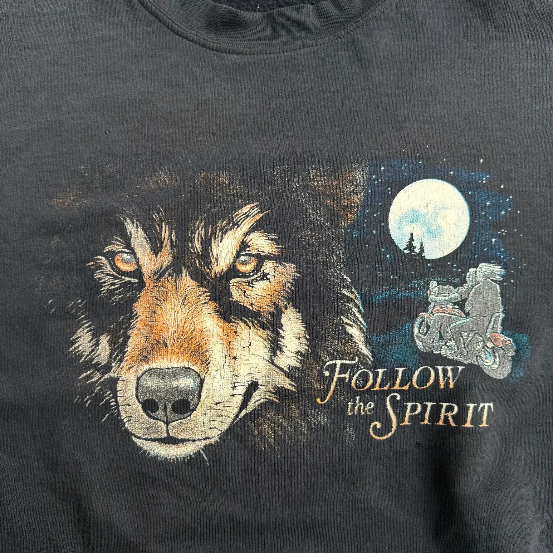 J- Vintage Follow The Spirit Motorcycle & Wolf Crewneck - 2XL sold by HG Vintage product image thumbnail 2