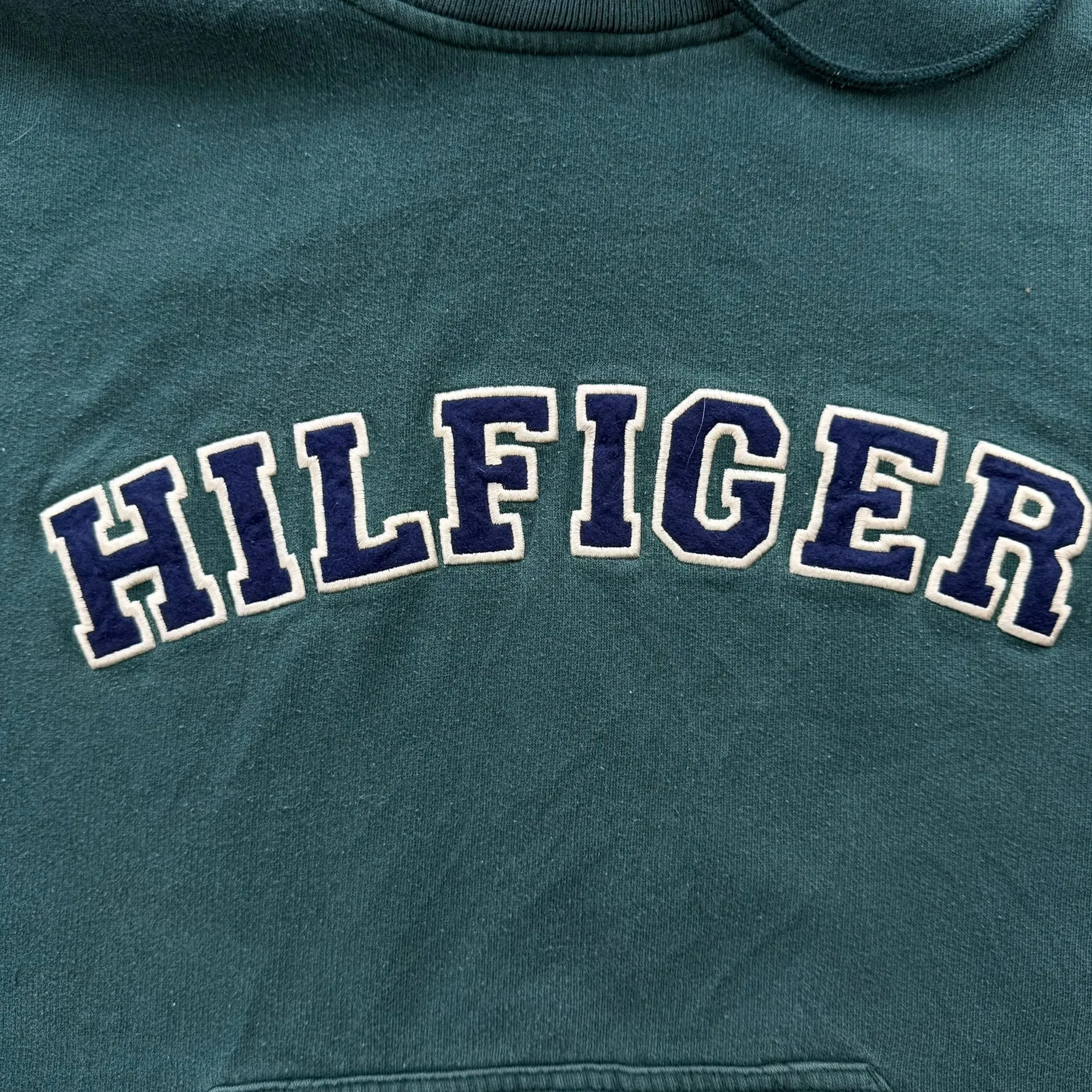 J- Vintage Tommy Hilfiger Embroidered Text Forest Green Hoodie - L sold by HG Vintage product image thumbnail 2
