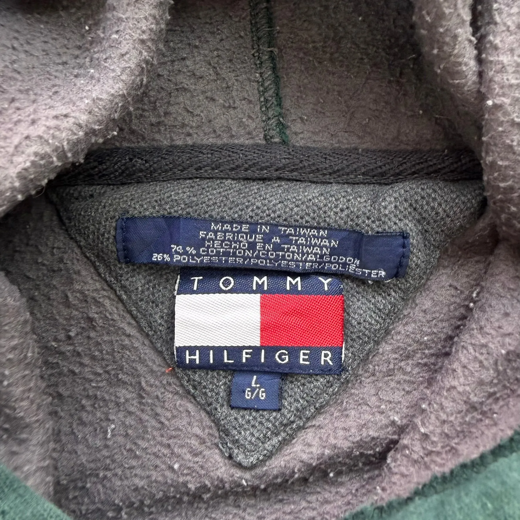 J- Vintage Tommy Hilfiger Embroidered Text Forest Green Hoodie - L sold by HG Vintage product image thumbnail 3