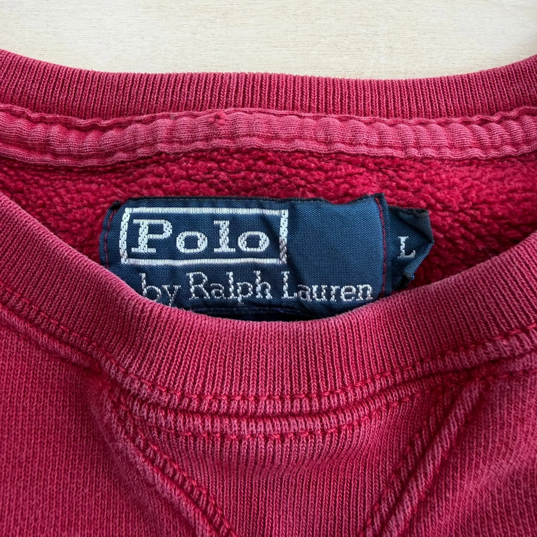 J- Vintage Polo Ralph Lauren Embroidered Logo Burgundy Crewneck - L sold by HG Vintage product image thumbnail 3