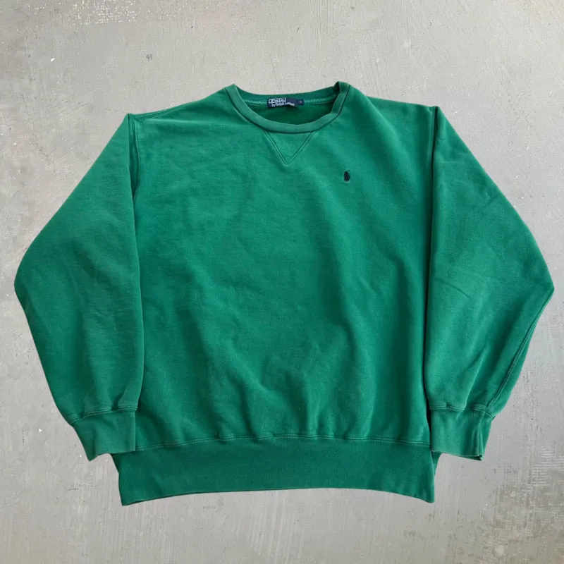 J- Vintage Polo Ralph Lauren Embroidered Logo Green Crewneck - L made by HG Vintage
