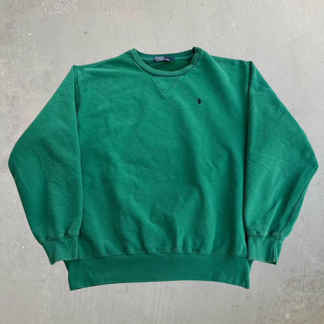 J- Vintage Polo Ralph Lauren Embroidered Logo Green Crewneck - L sold by HG Vintage