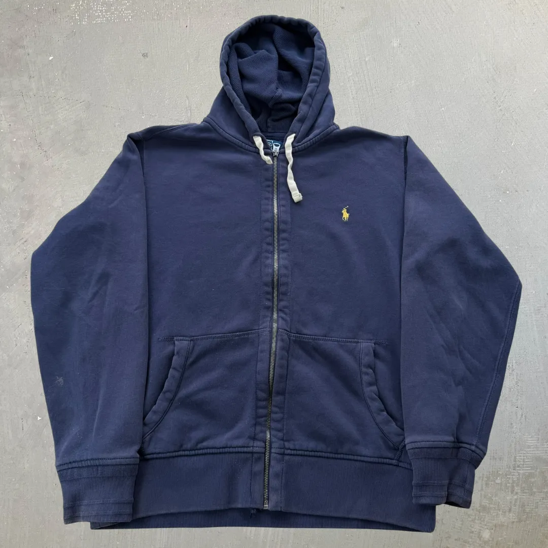 J- Vintage Polo Ralph Lauren Navy Zip Up Hoodie - XL sold by HG Vintage