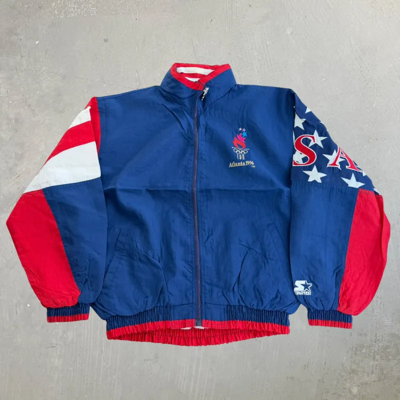 J- Vintage '96 Starter Team USA Atlanta Olympics Zip Up Lightweight Windbreaker - M made by HG Vintage