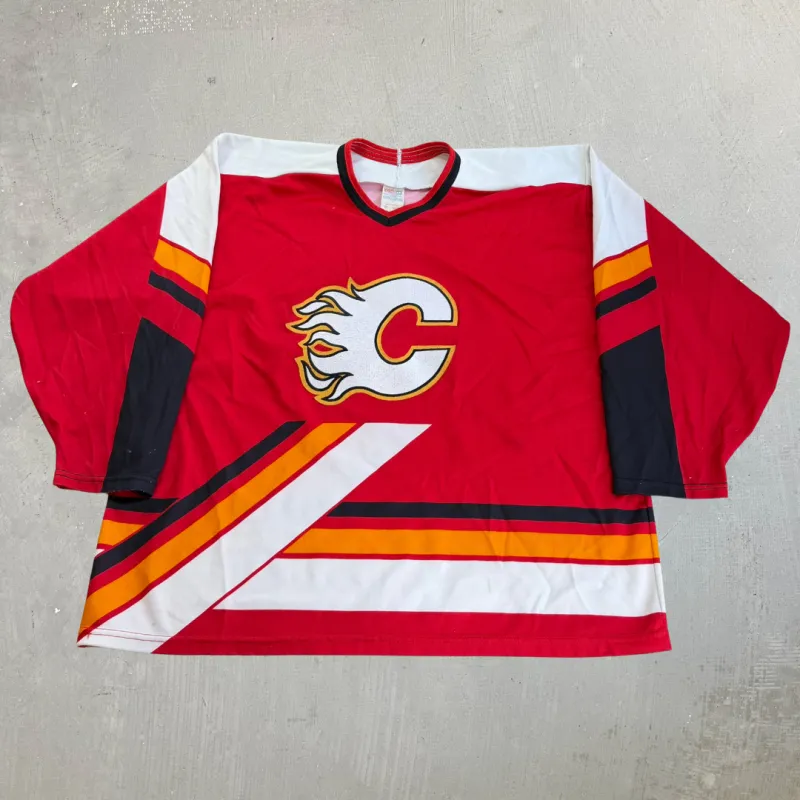 J- Vintage Calgary Flames NHL CCM Hockey Jersey - XL made by HG Vintage