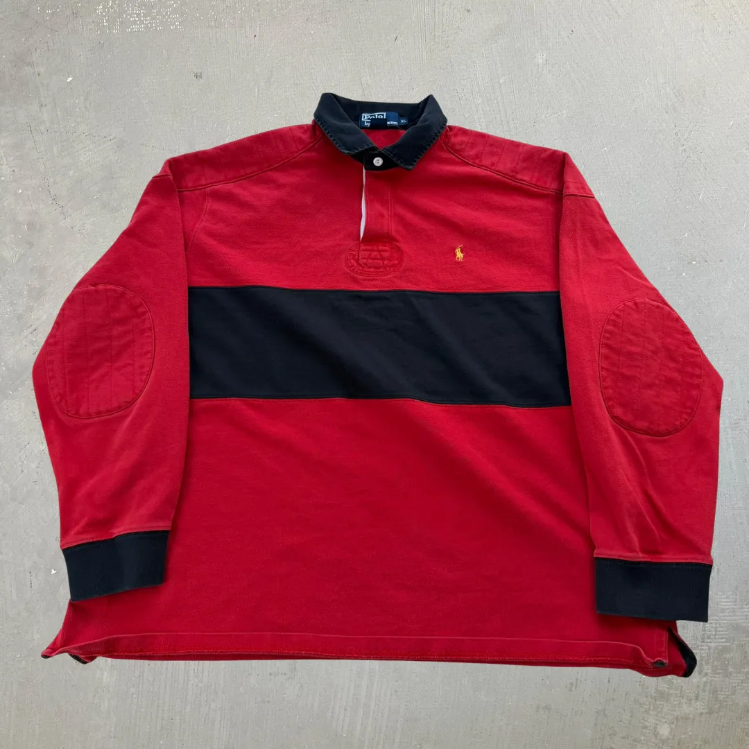 J- Vintage Polo Ralph Lauren Red/Black Rugby Shirt - XL sold by HG Vintage