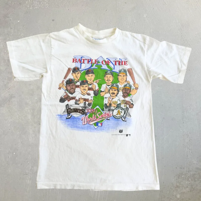 J- Vintage '89 MLB Battle Of The Bay World Series Giants Vs Athletics Single Stitch Tee - S made by HG Vintage