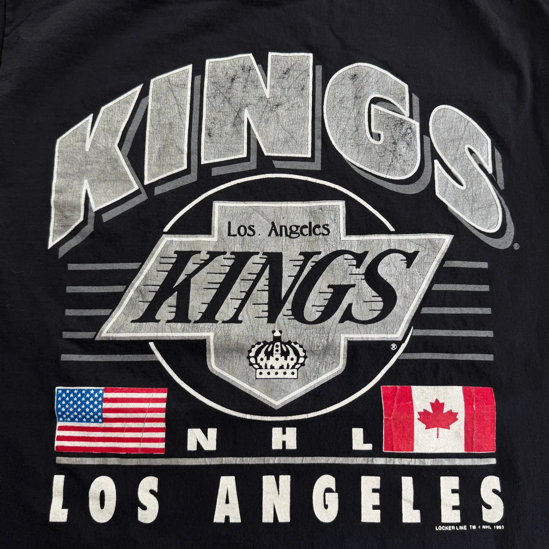 J- Vintage '93 Los Angeles Kings NHL Text Made In USA Single Stitch Tee - L sold by HG Vintage product image thumbnail 2