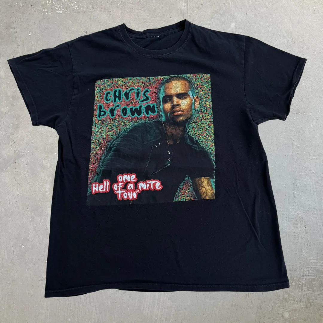 J- '15 Chris Brown One Hell Of A Nite Tour Graphic Tee - L sold by HG Vintage