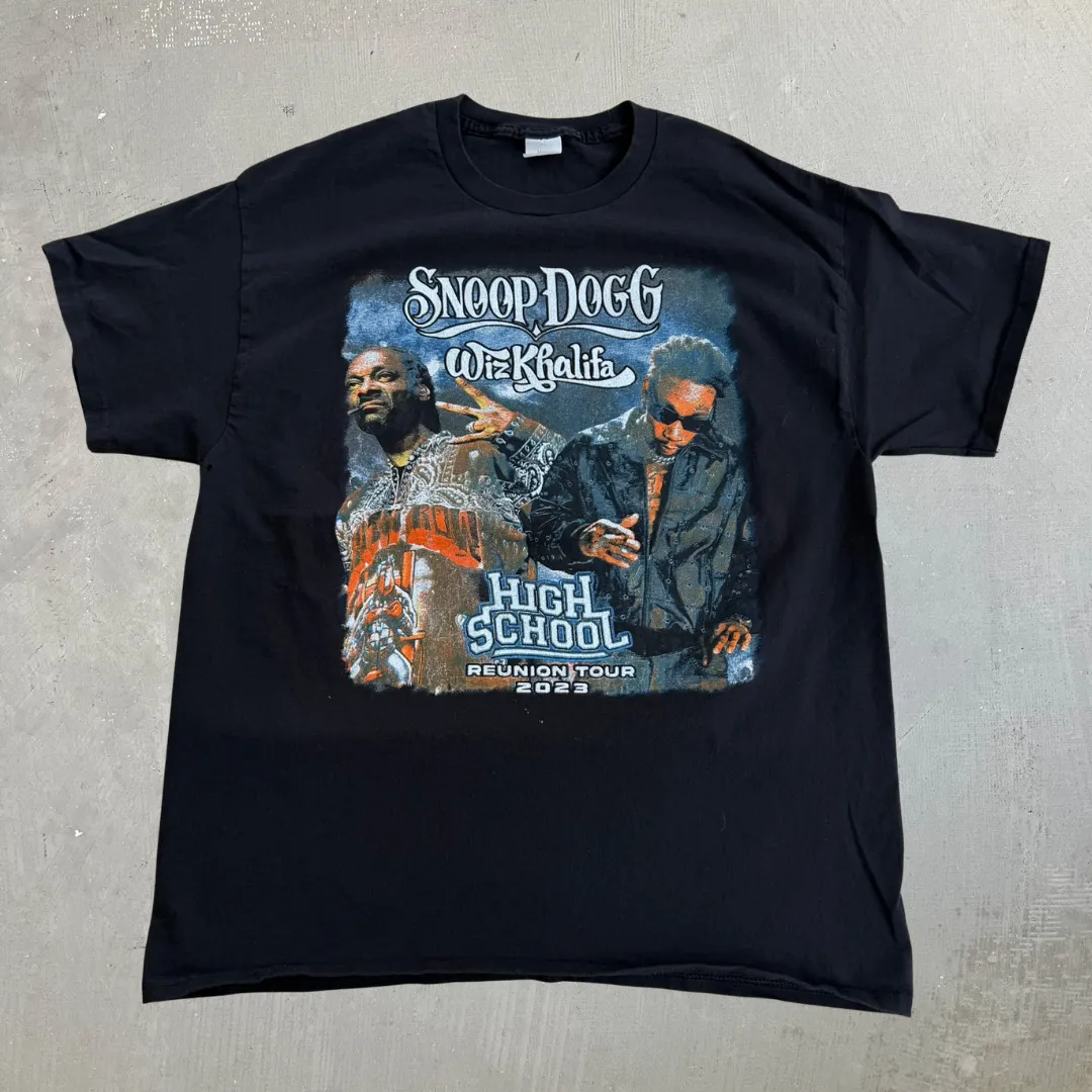 J- '23 Snoop Dogg & Wiz Khalifa High School Reunion Tour Graphic Tee - L sold by HG Vintage